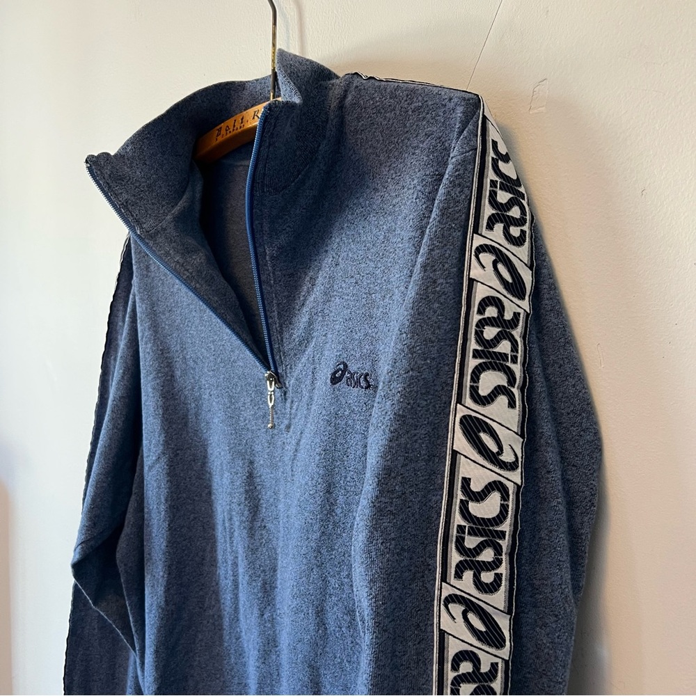 Vintage Asics Men's Blue Zip Up Sweater Made in Italy Size Large - Picture 5 of 10
